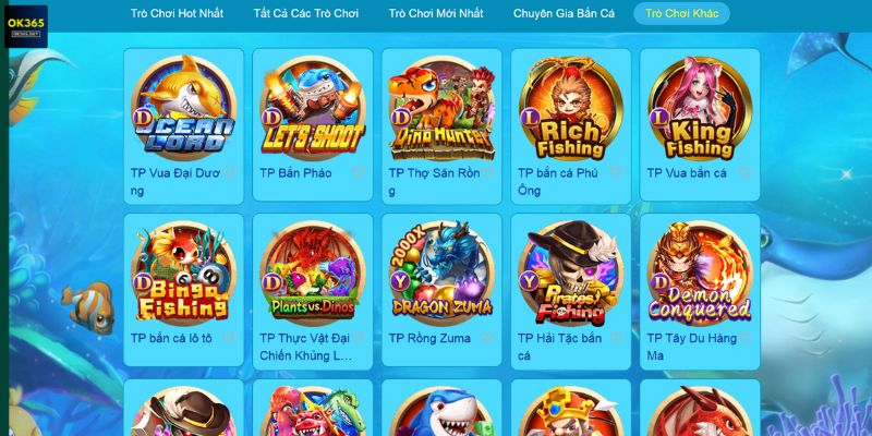 Bắn cá Ok365 có đa dạng sảnh game